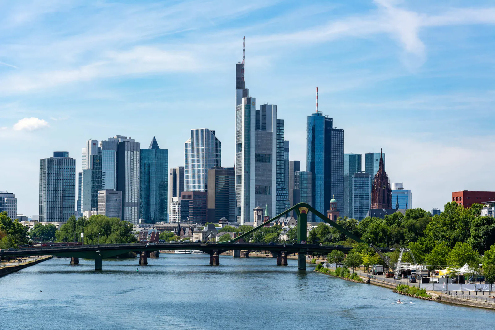 Skyline von Frankfurt am Main über dem Main